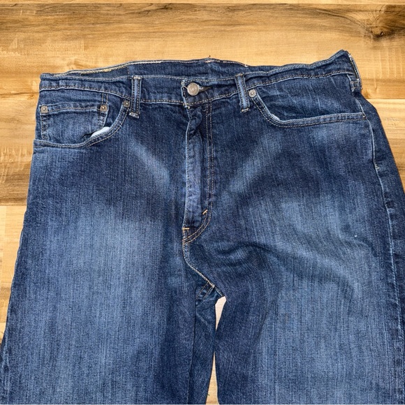 Mens Levis 505 36x34 Blue Jeans Straight Mid Rise Dark Wash - Picture 3 of 10